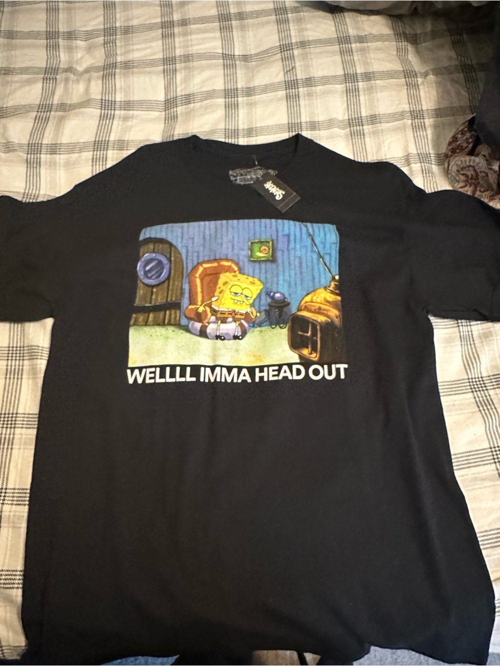 Spencer's Black SpongeBob 'WELLLL IMMA HEAD OUT' Graphic Tee